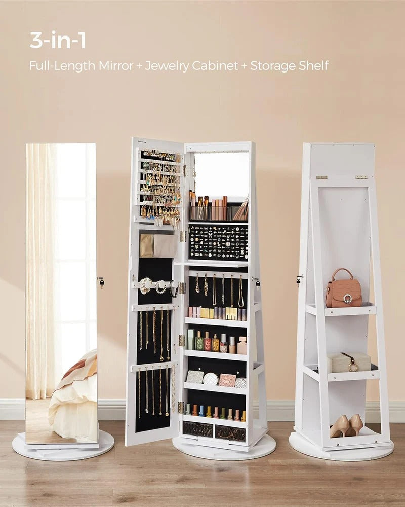 ✨ 3-in-1 Mirror with Shelf & Jewellery Organiser – Style Meets Function