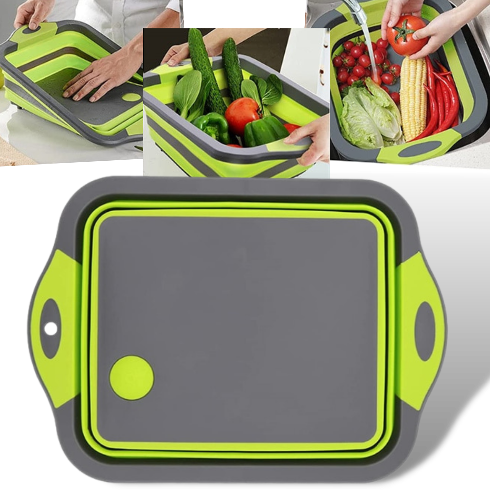 Collapsible Cutting Board with Basket