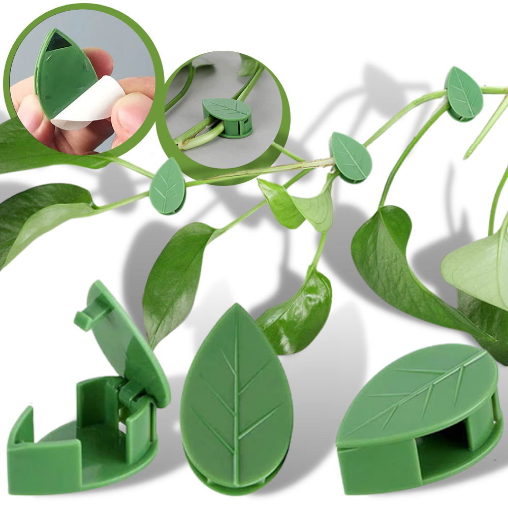 Pack of 20 Leaf-Shaped Adhesive Clips for Climbing Plants