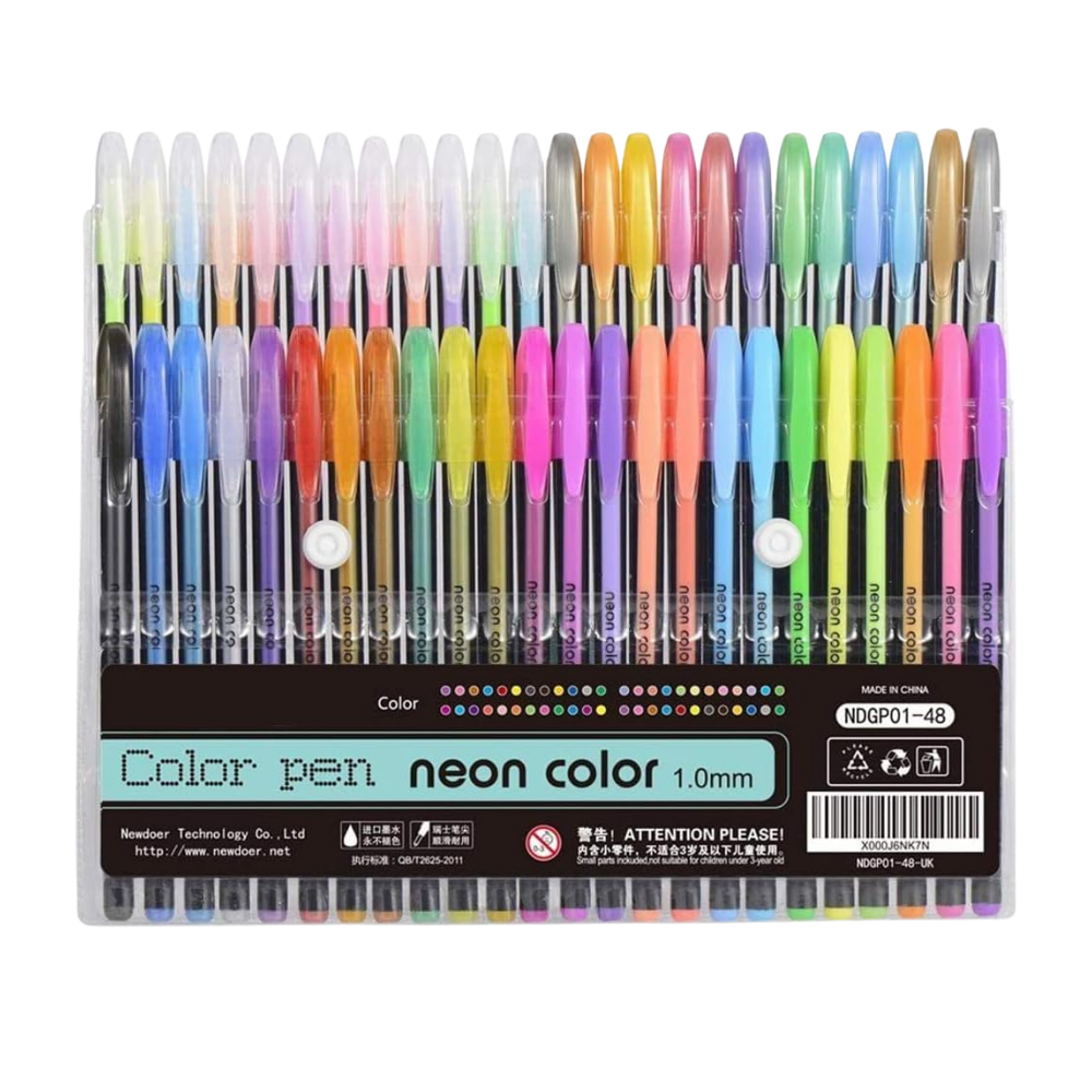 48-Color Glitter Gel Pens Set