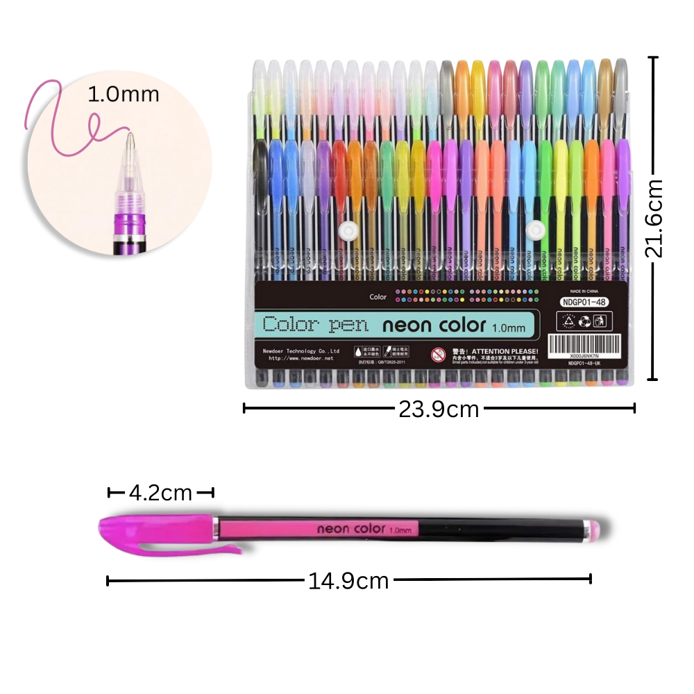 48-Color Glitter Gel Pens Set