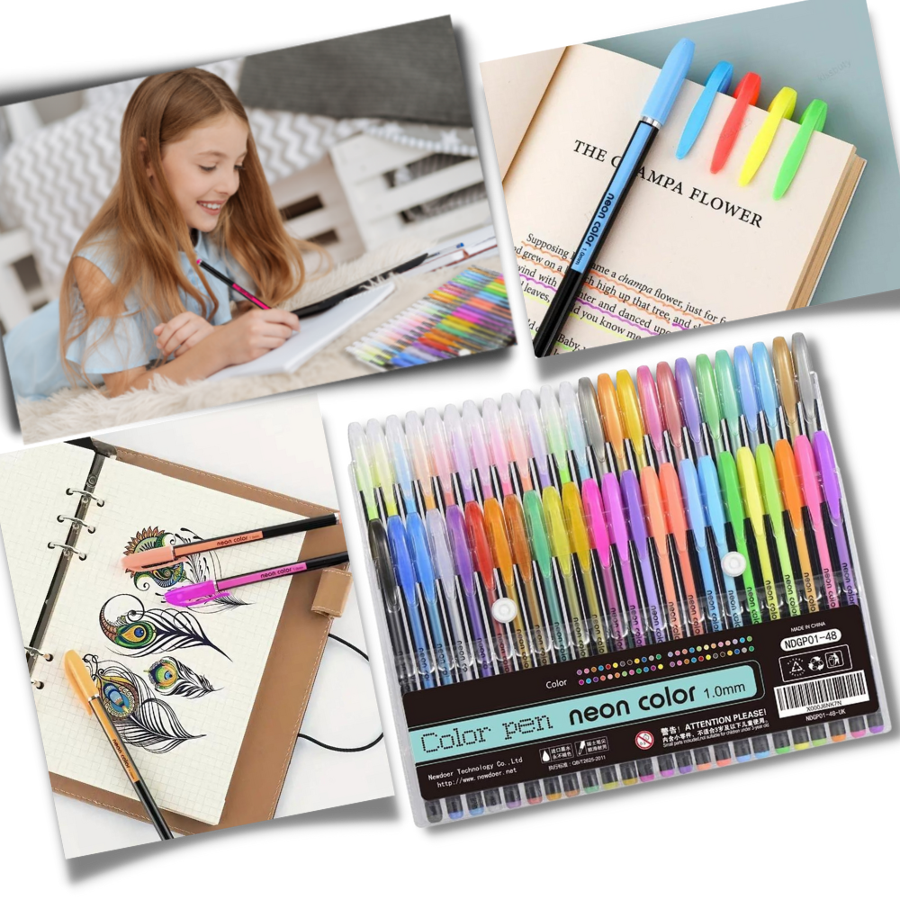 48-Color Glitter Gel Pens Set