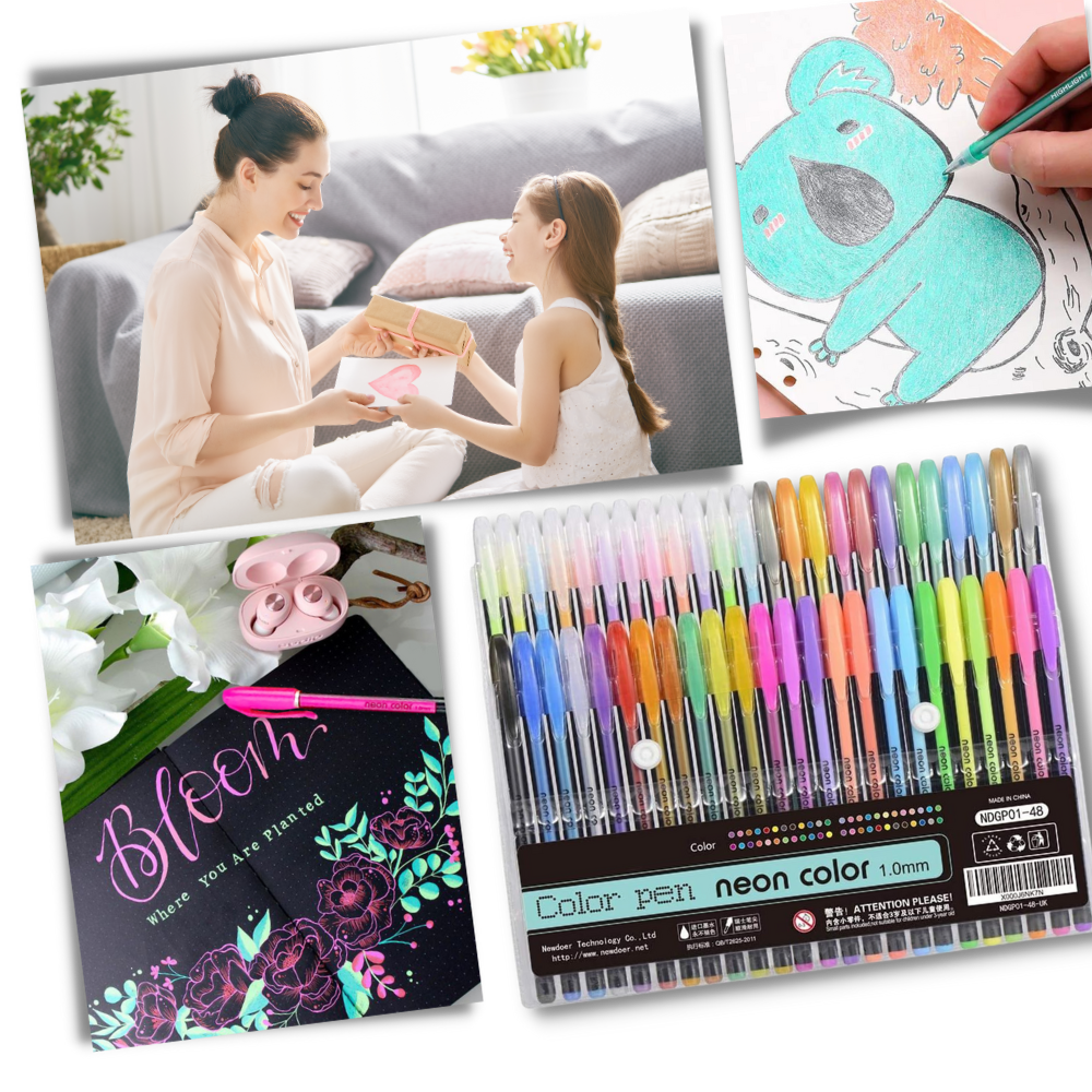 48-Color Glitter Gel Pens Set