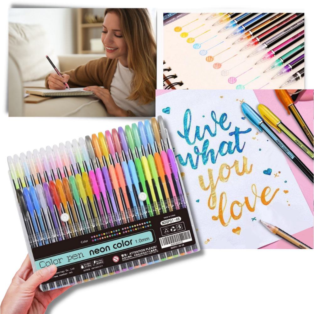 48-Color Glitter Gel Pens Set