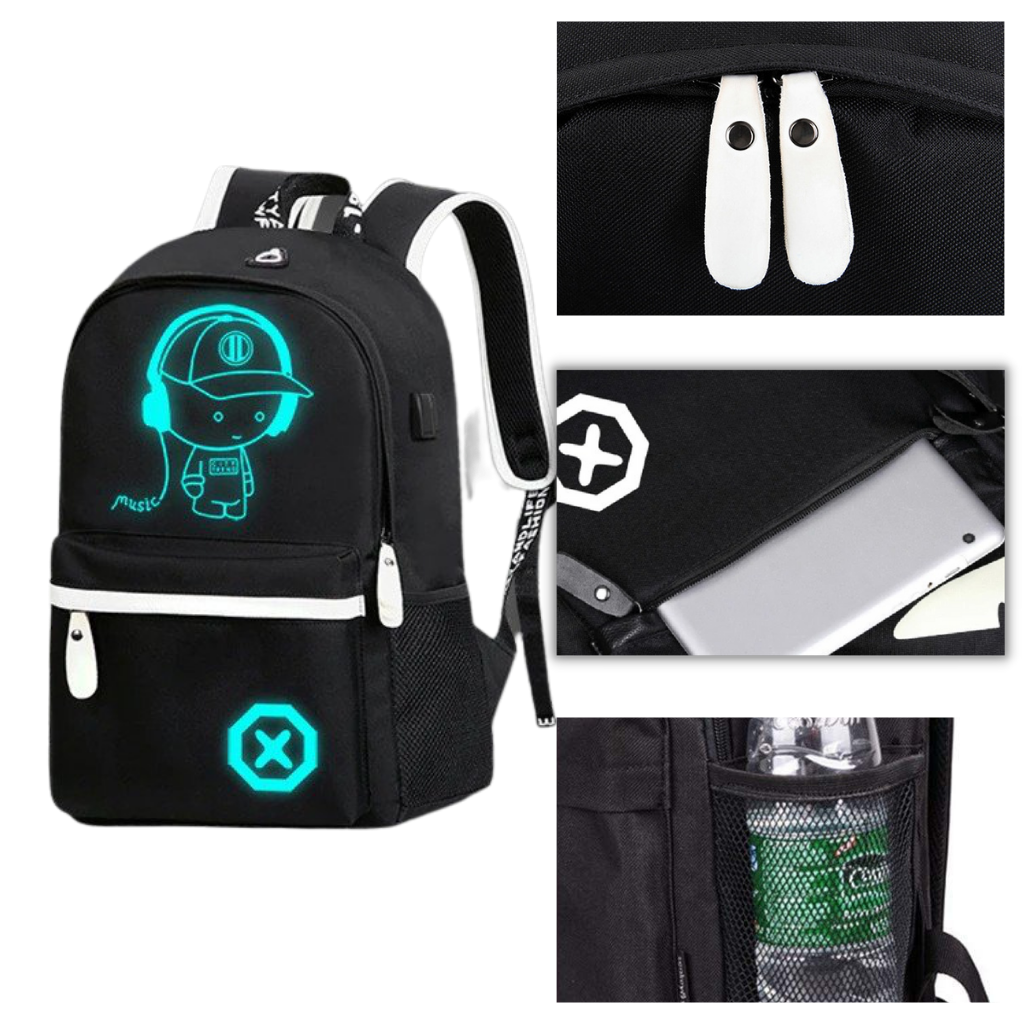 Luminous anime laptop backpack