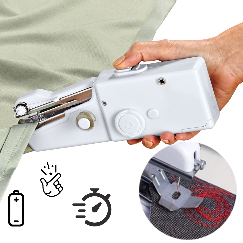 Handheld sewing machine and sewing kit