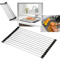 Roll-up stainless steel drainer for dishes and food