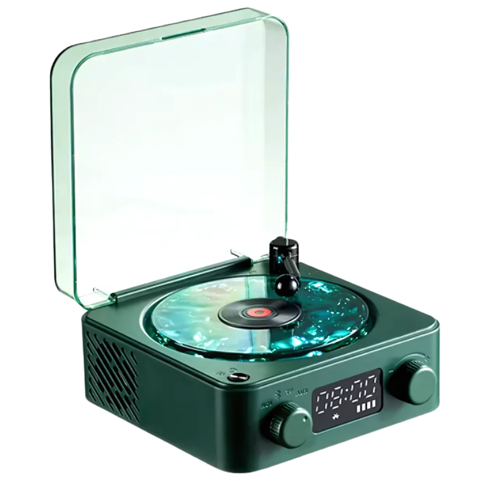 Retro-Style Waves Vinyl Player