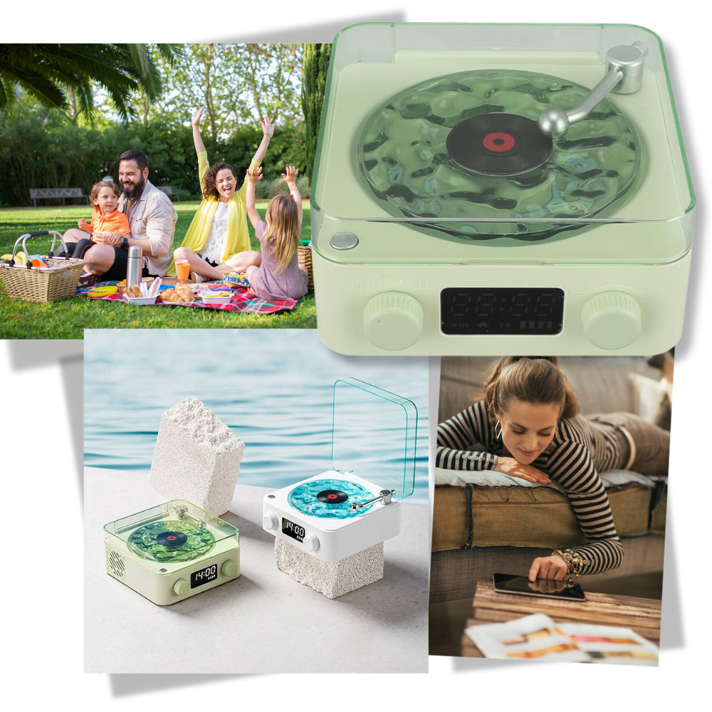 Retro-Style Waves Vinyl Player