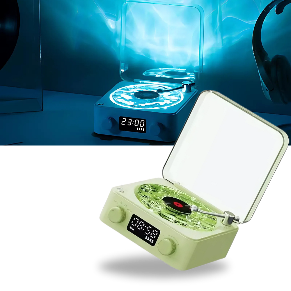 Retro-Style Waves Vinyl Player